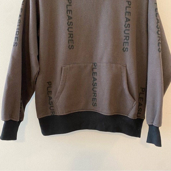Pleasures Now Gray Black Spellout Pullover Hoodie Sweatshirt Size Small - Picture 3 of 9